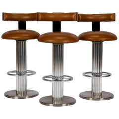 Design For Leisure Chrome and Leather Barstools