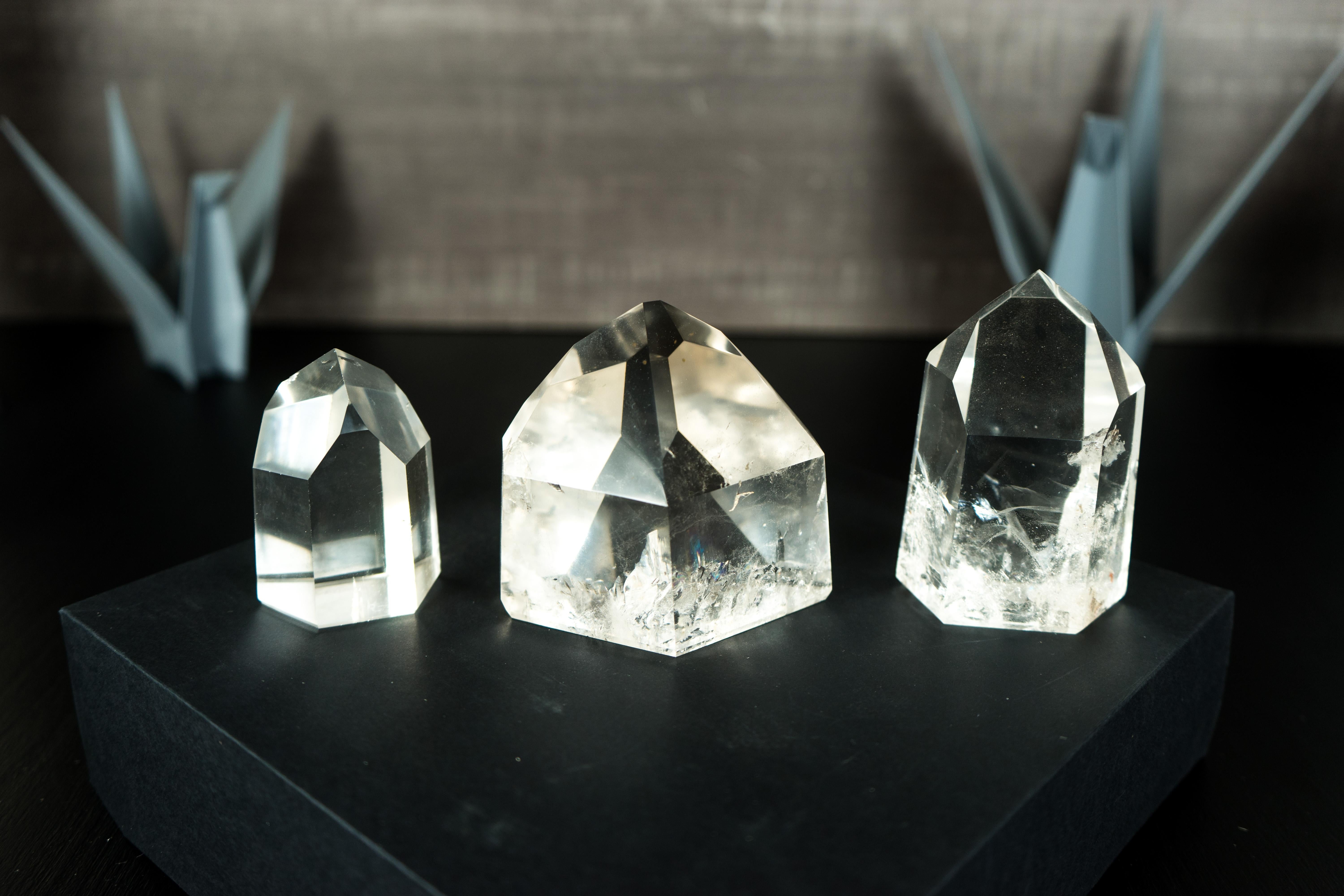 Set von 3 Diamantina-Kristall-Kristall- Clear-Quarz-, Kristall-Dekor- oder Briefbeschwerer im Angebot 4