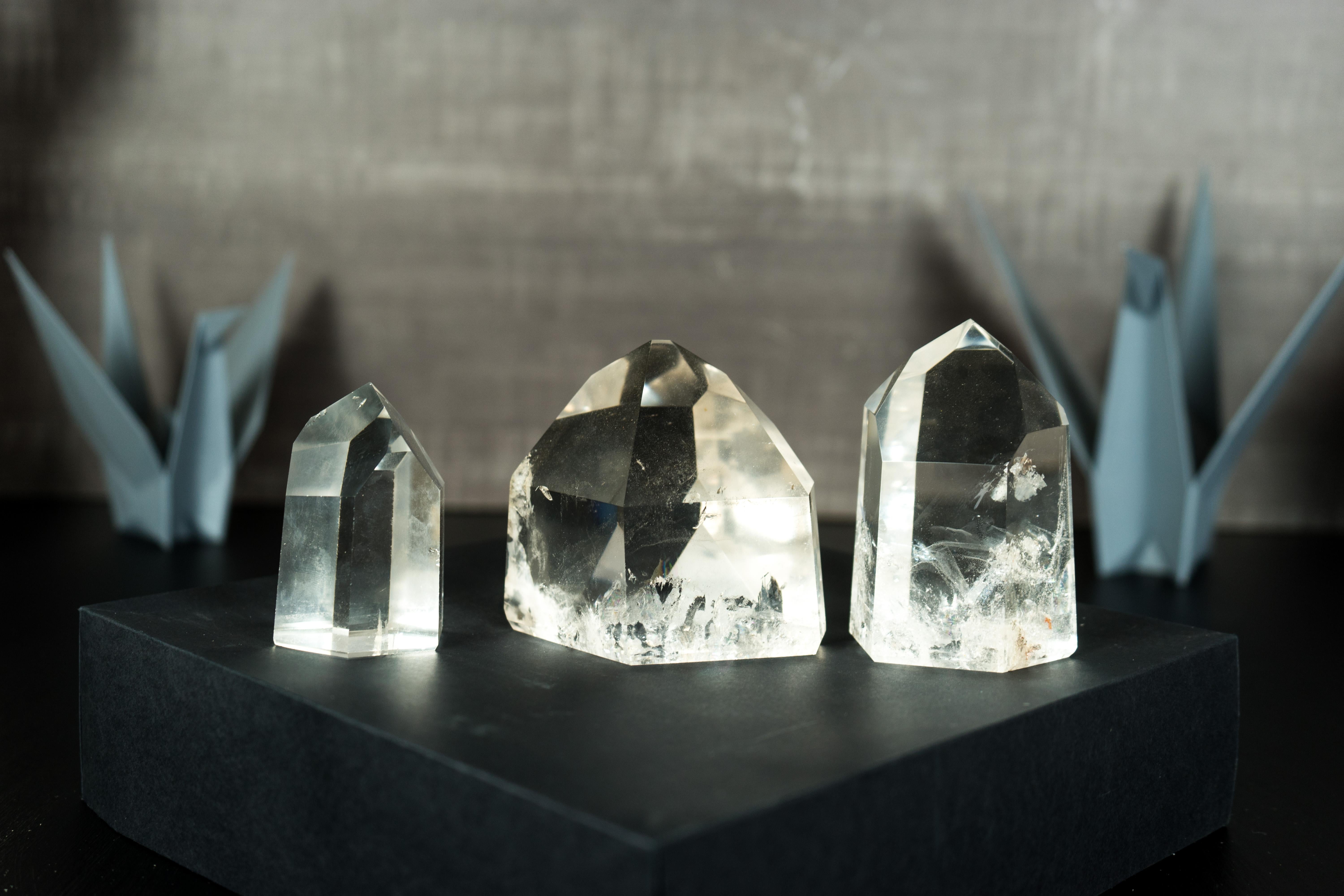 Set von 3 Diamantina-Kristall-Kristall- Clear-Quarz-, Kristall-Dekor- oder Briefbeschwerer im Angebot 6