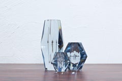 Set of 3 "Diamond" Cut Crystal Vases by Strömbergshyttan, Sweden