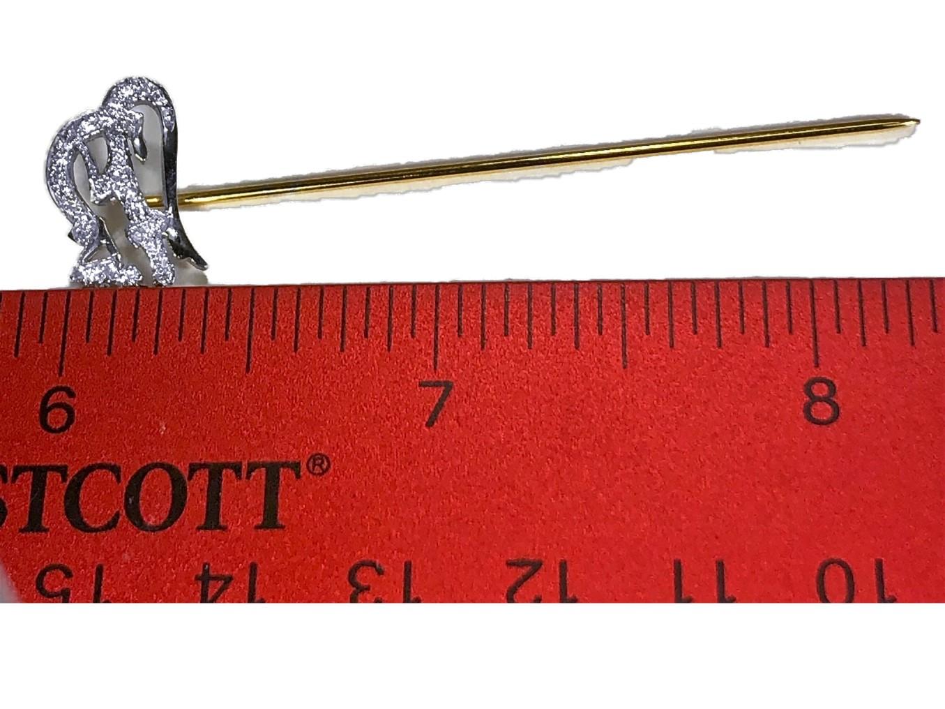 Set of 3 Diamond Encrusted Mice Stickpins in 18K White Gold with 14K Yellow Pins For Sale 2