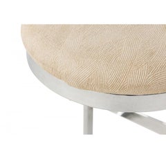 Set of 3 Dillingham "Horseshoe" Cantilevered Off-White Metal Counter Stools