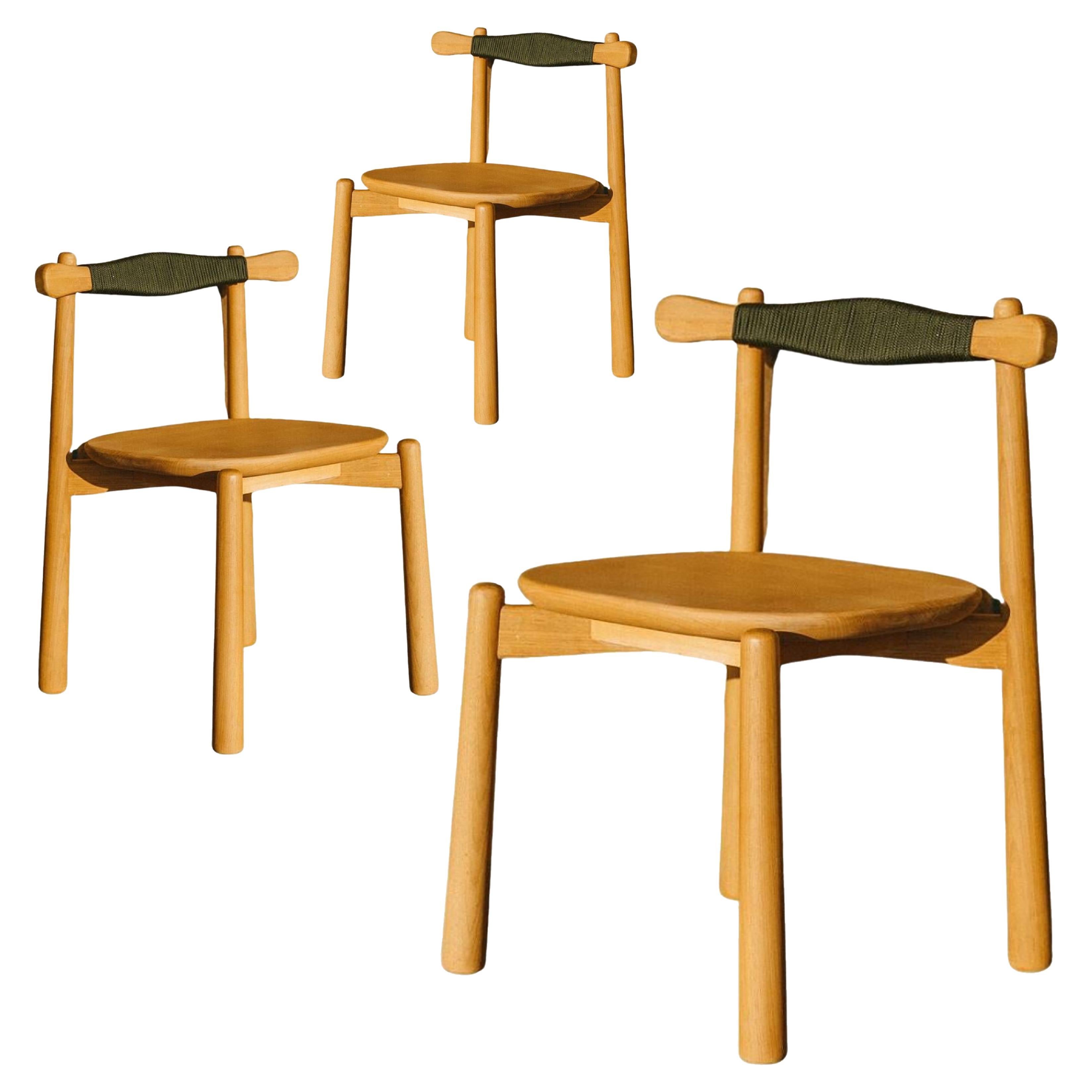 Set of 3  Dining Chair Uçá  - All solid wood.