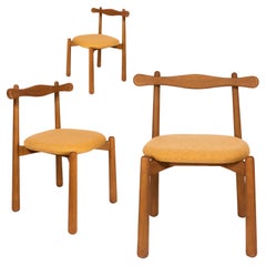 Set of 3 Dining Chair Uçá - Solid wood, upholstered seat.
