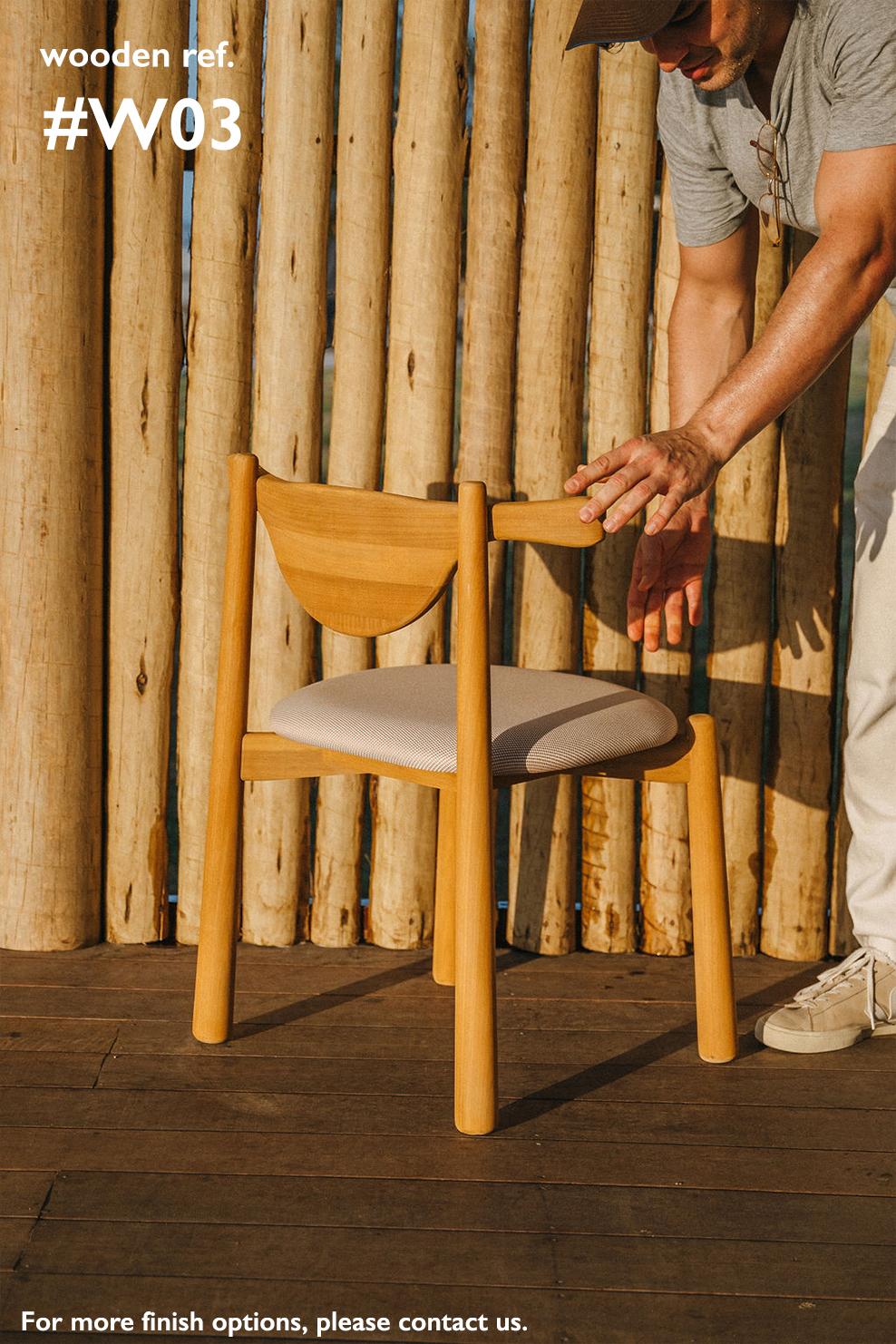 Brazilian Set Of 3 Dining Chairs Aratu. Solid wood, upholstered seat. For Sale