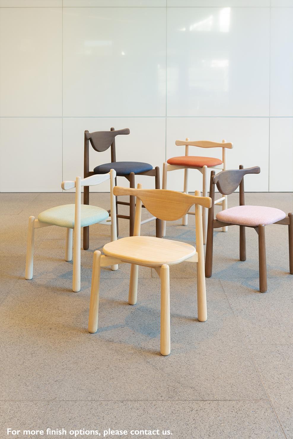 Set Of 3 Dining Chairs Aratu. Solid wood, upholstered seat. For Sale 1