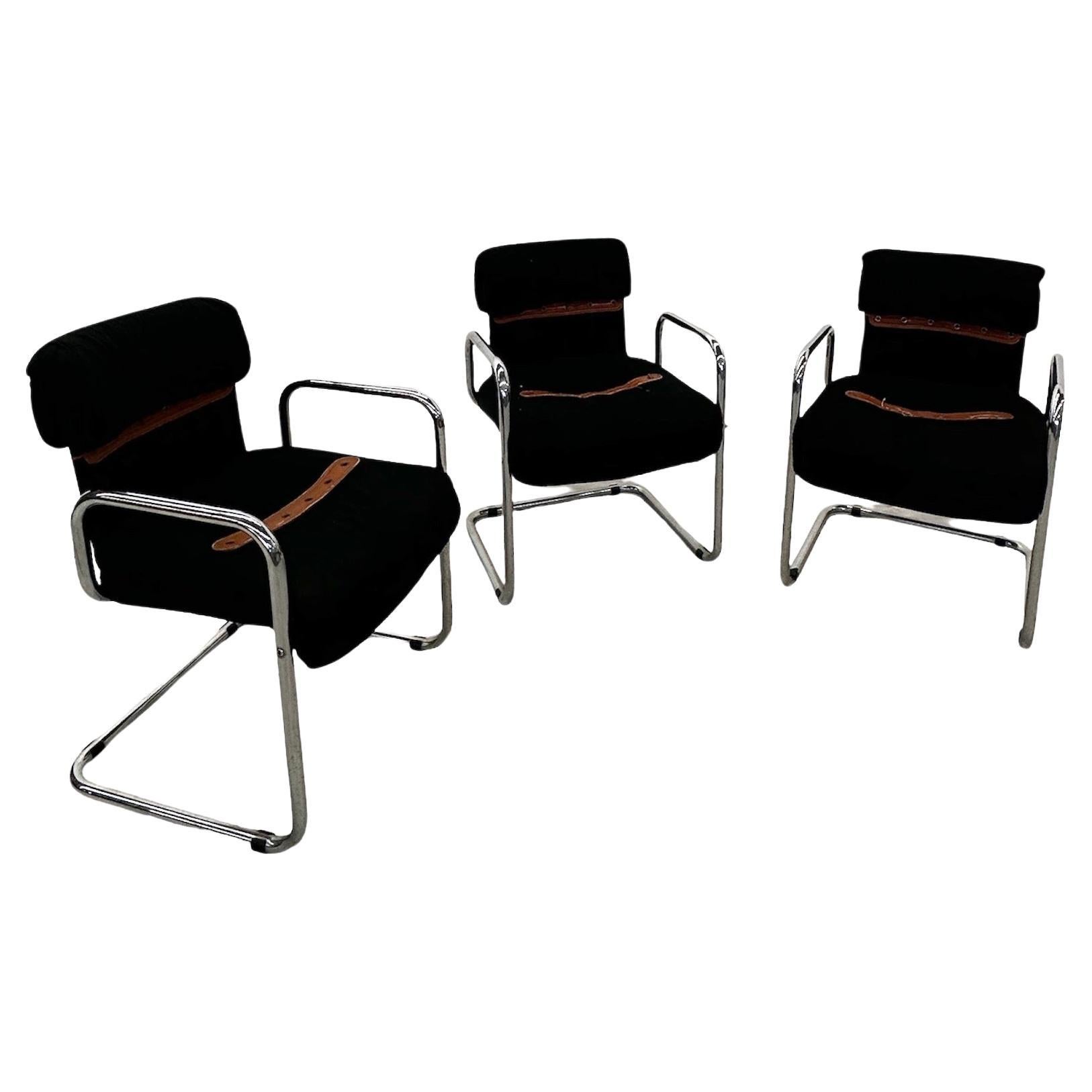 Ensemble de 3 chaises de salle à manger par Guido Faleschini pour Hermes années 1980 en vente