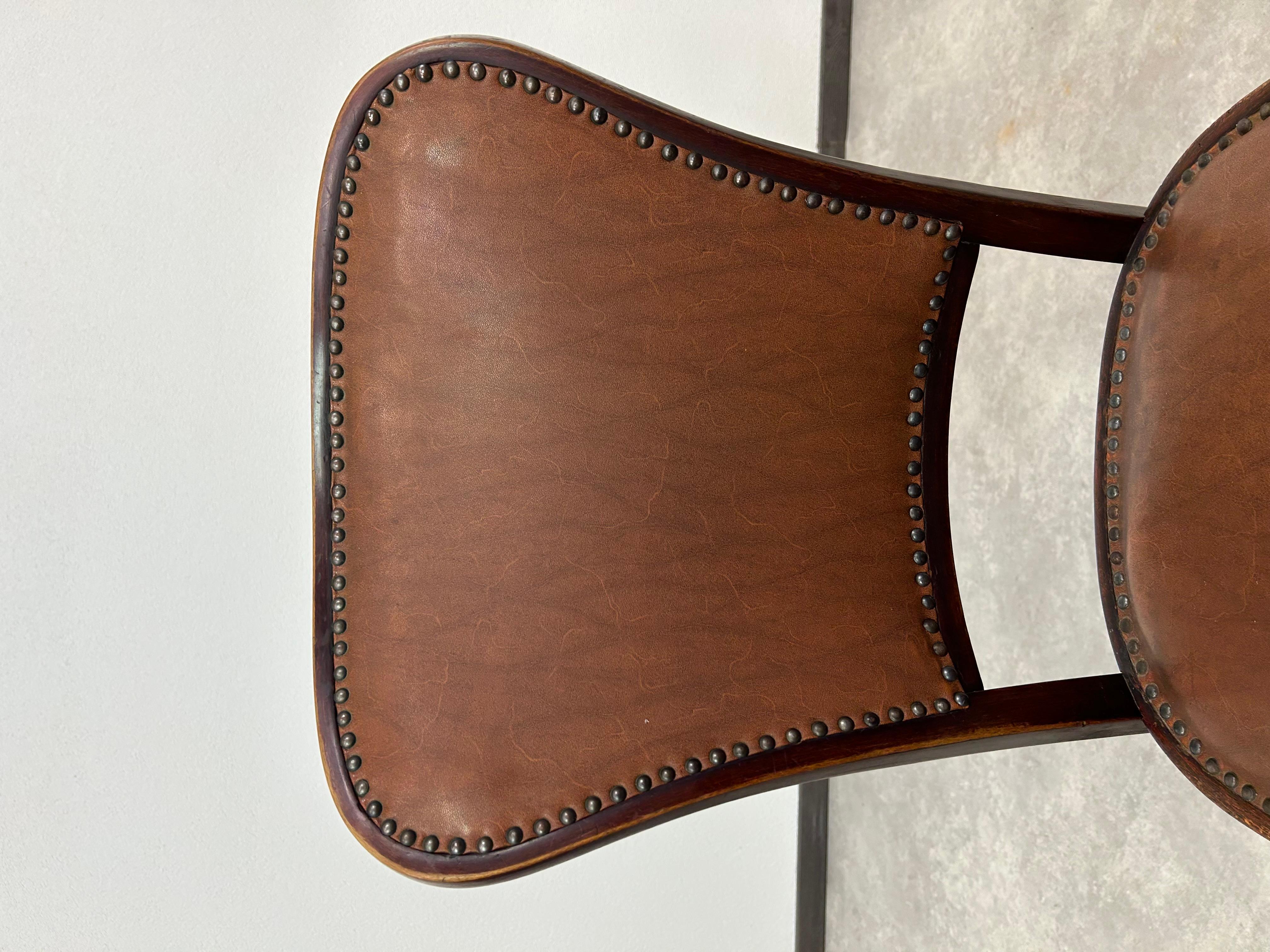 Pelle Set di 3 sedie da pranzo di Gustav Siegel per J&J Kohn in vendita