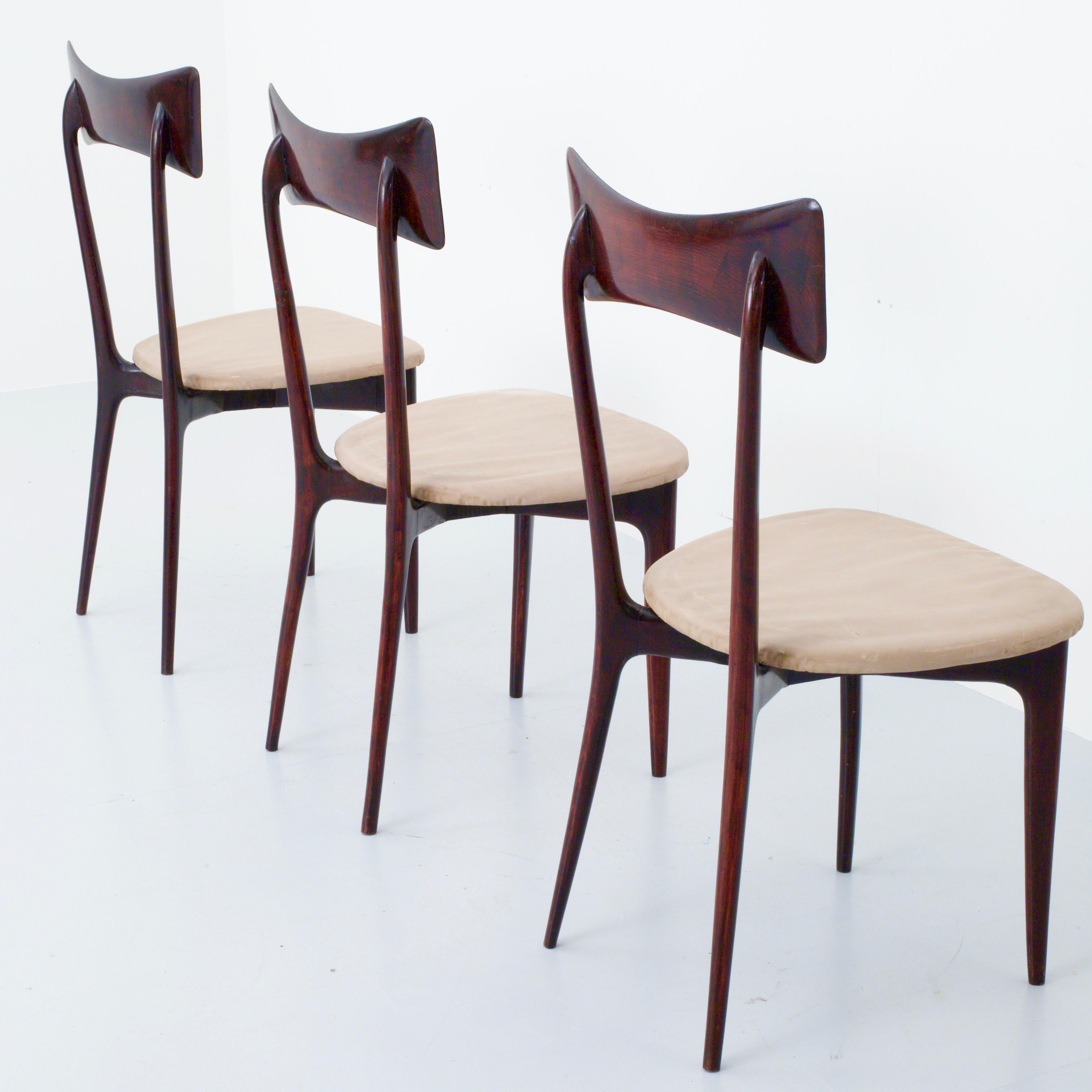 Italian Set of 3 Dining Chairs by Ico & Luisa Parisi for Ariberto Colombo, Italy, 1955