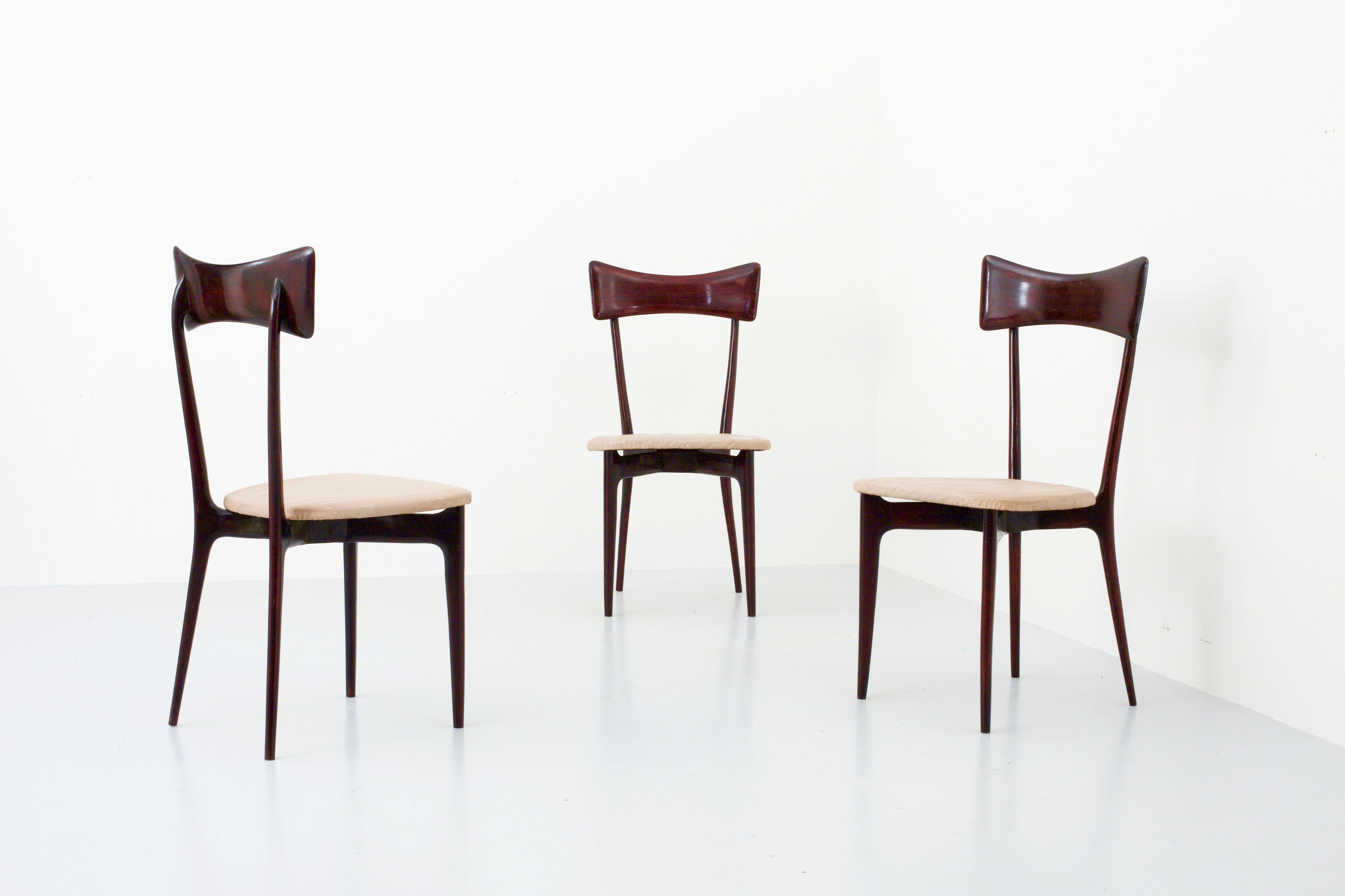 Set of 3 Dining Chairs by Ico & Luisa Parisi for Ariberto Colombo, Italy, 1955 In Good Condition In Amsterdam, NL