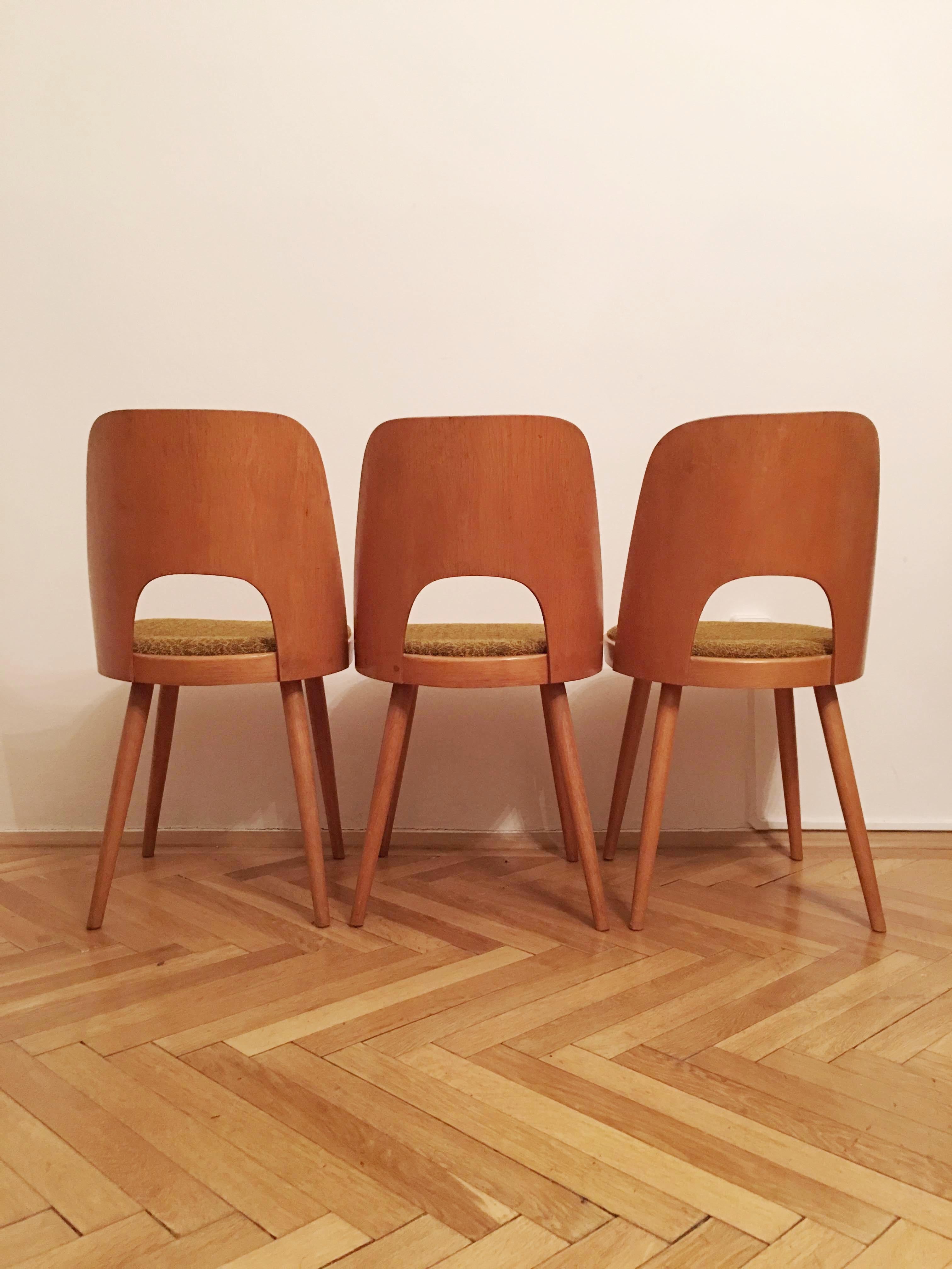 Set of 3 Dining Chairs by Oswald Haerdtl for TON 3