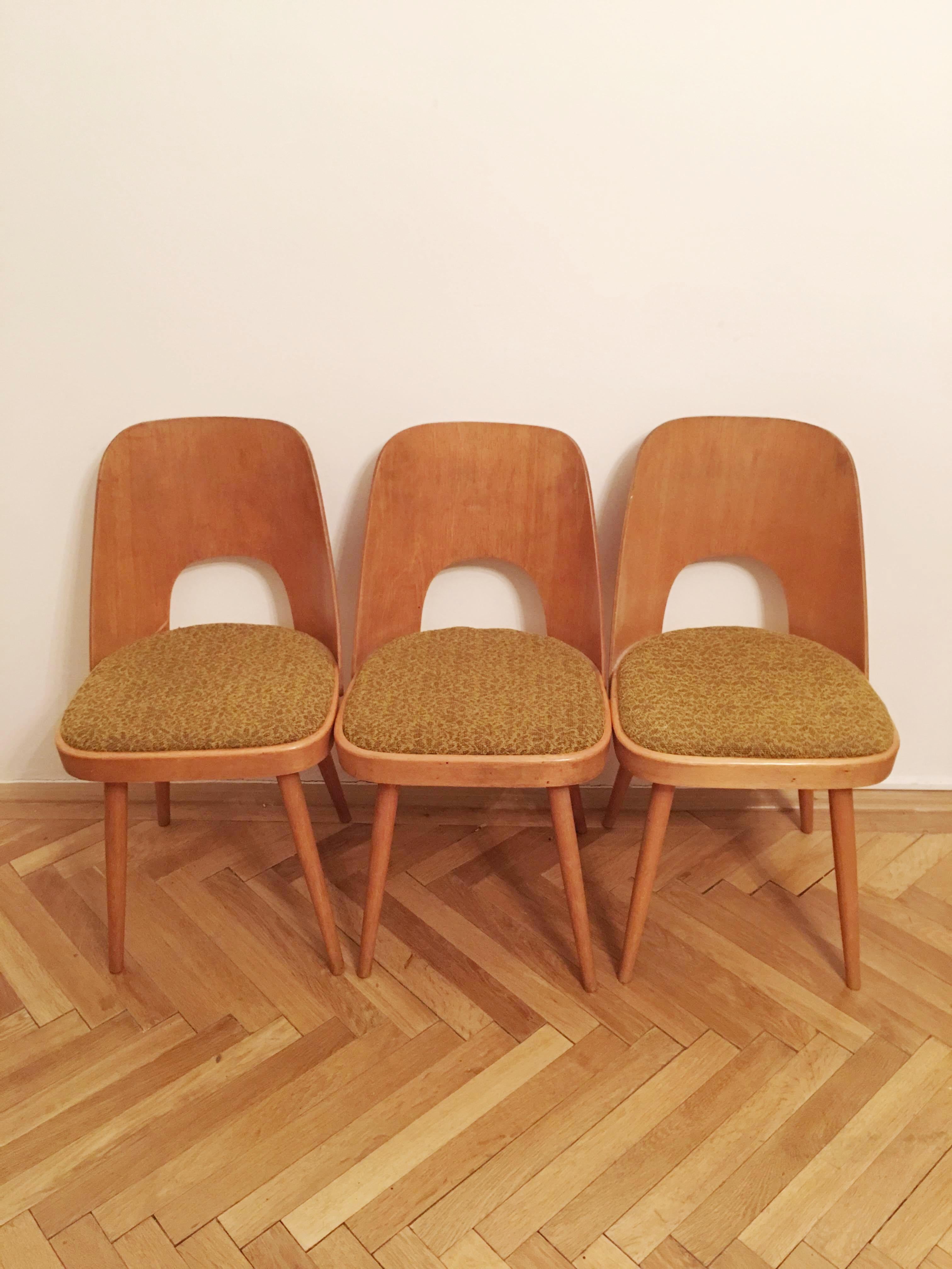 Czech Set of 3 Dining Chairs by Oswald Haerdtl for TON