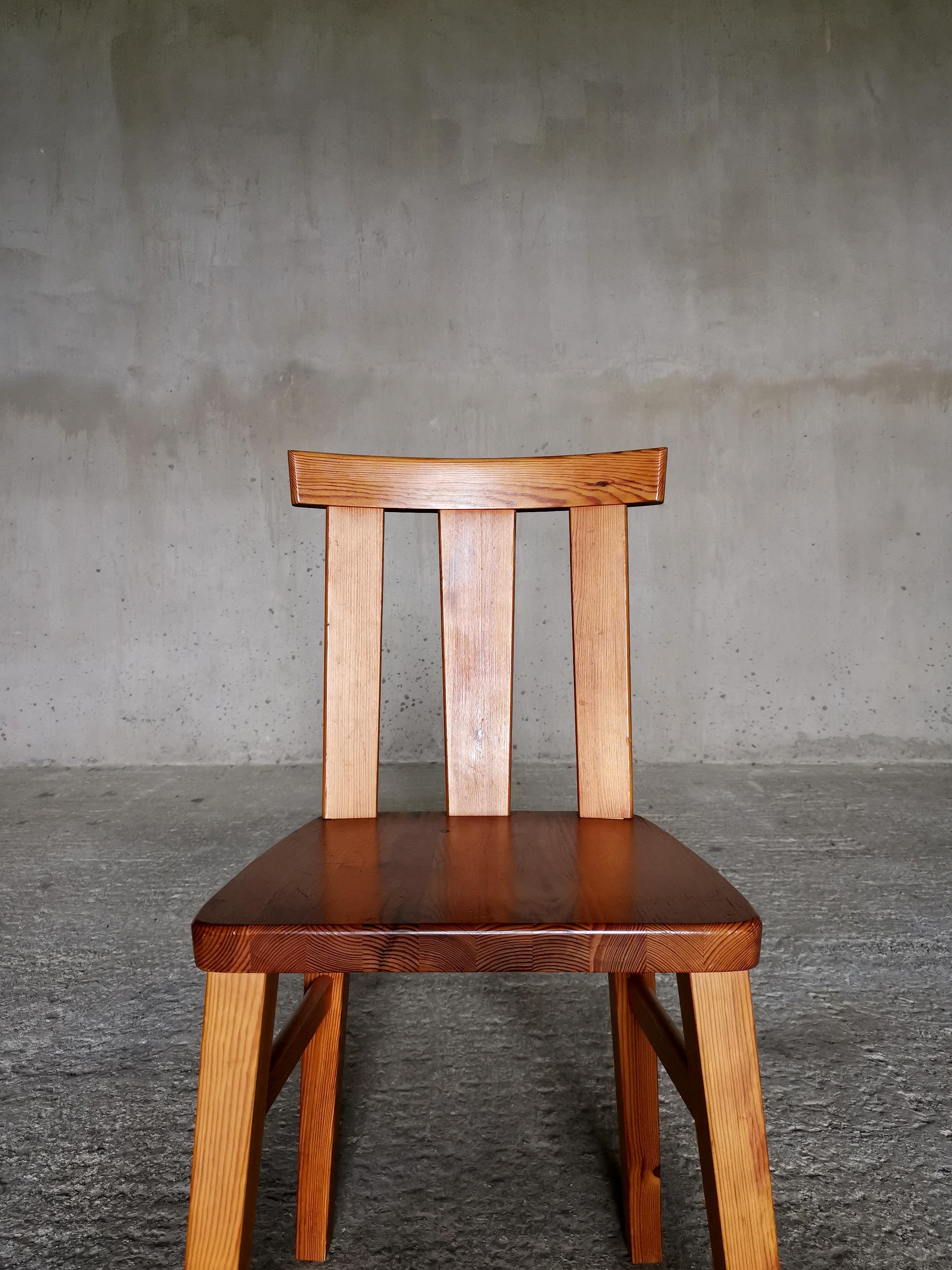 Joinery Set of 3 dining chairs in solid pine, style of Axel Einar Hjorth, Sweden 1930s For Sale