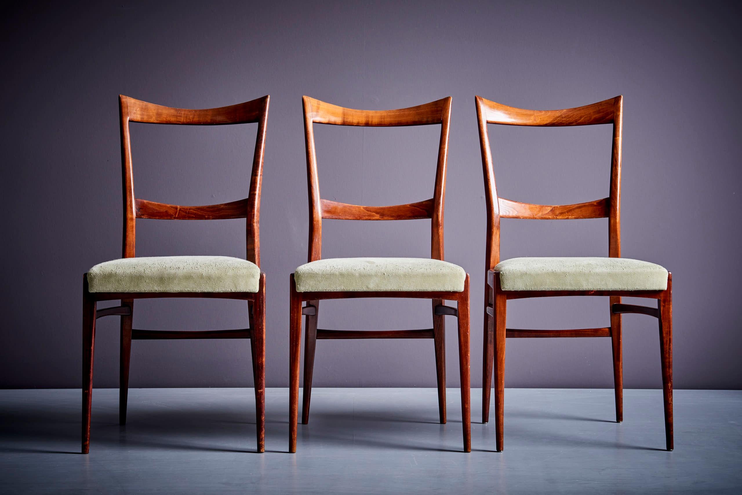 3 Dining Chairs in the manner of Ico Parisi, Italy - 1960s. Reupholstery option available in our in-house atelier. Please ask for a quote.