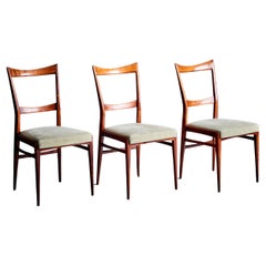 Vintage Set of 3 Mahogany Dining Chairs in the manner of Ico Parisi 1960s