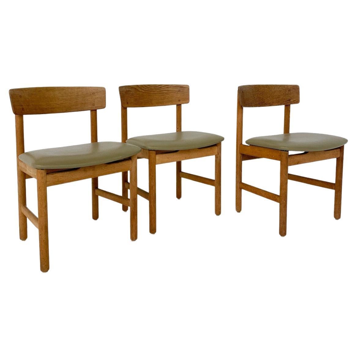 Set of 3 Dining Chairs Model 236 by Børge Mogensen, Denmark, 1950s For Sale