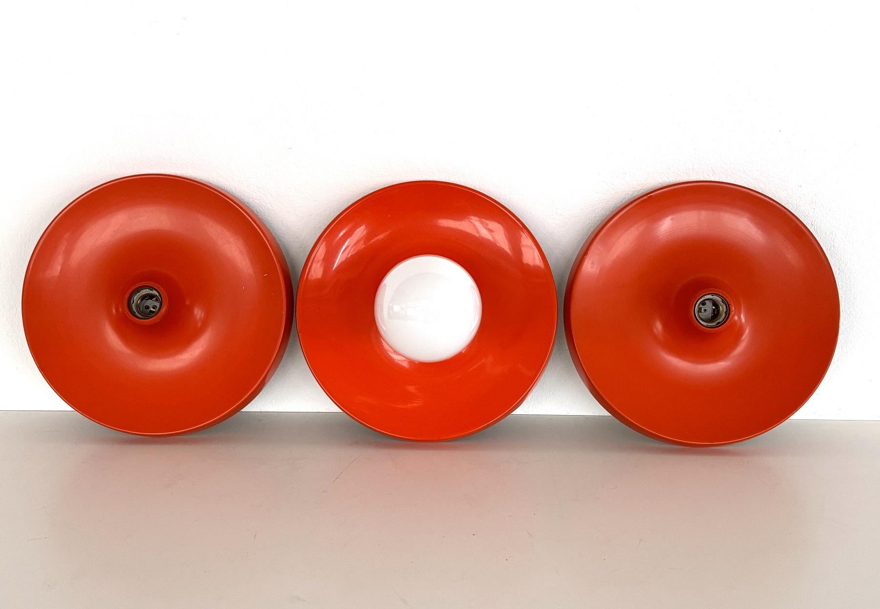 Set of 3 Disc Wall Sconce of Flush Mount Lights in the Charlotte Perriand Style For Sale 2