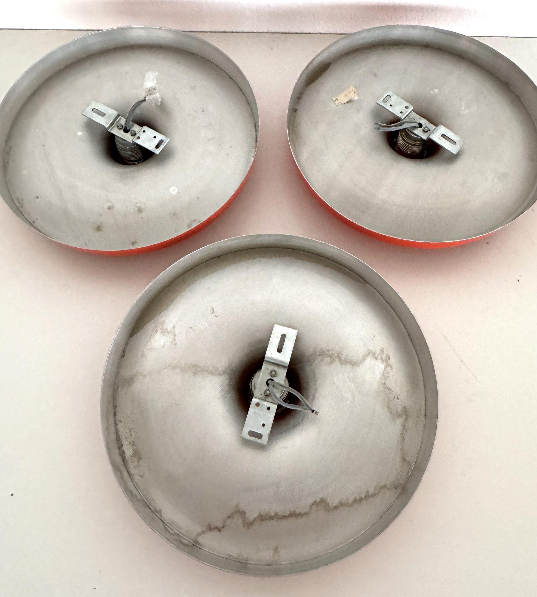 Set of 3 Disc Wall Sconce of Flush Mount Lights in the Charlotte Perriand Style For Sale 3