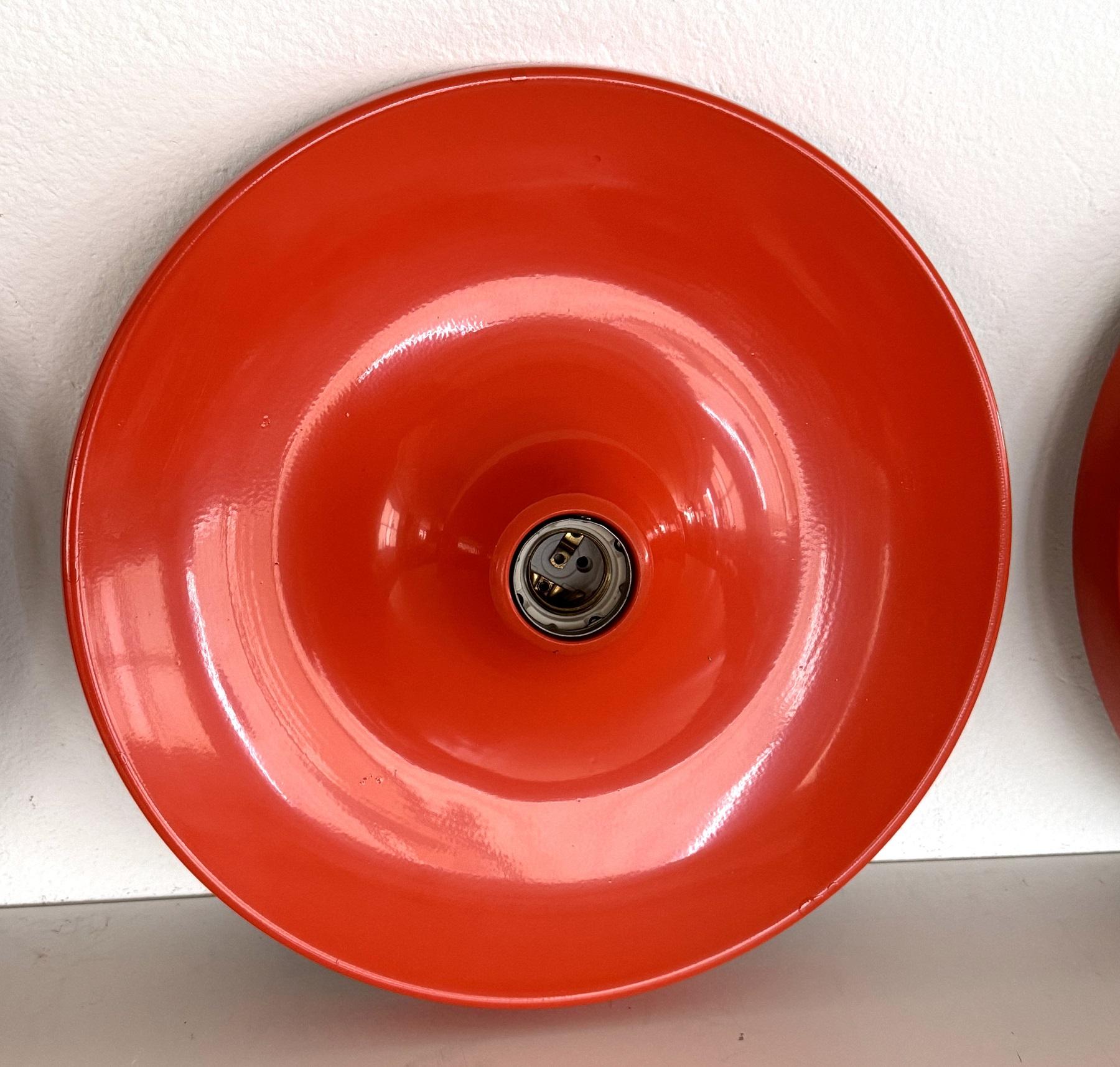 Late 20th Century Set of 3 Disc Wall Sconce of Flush Mount Lights in the Charlotte Perriand Style For Sale