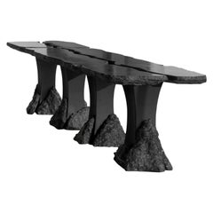 Set of 3 Divergente Textured Black Marble Table with Split Top by Andres Monnier