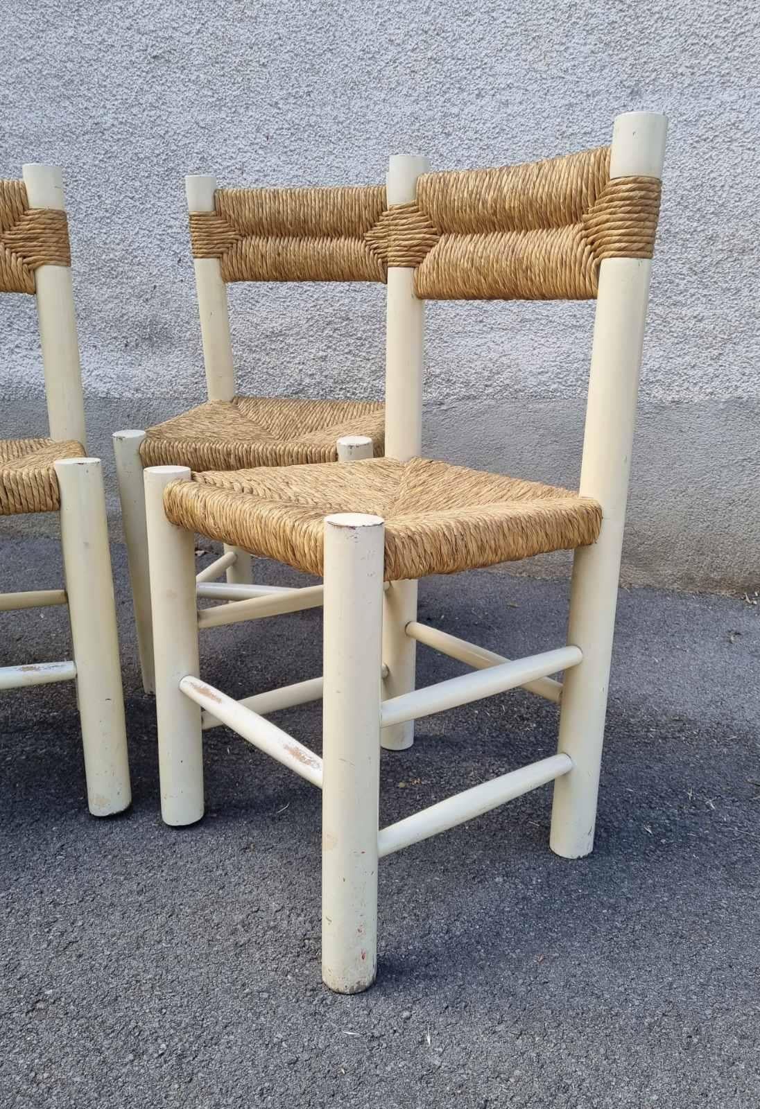 Set of 3 Dordogne Chairs by Charlotte Perriand for Sentou, France 60s en venta 3