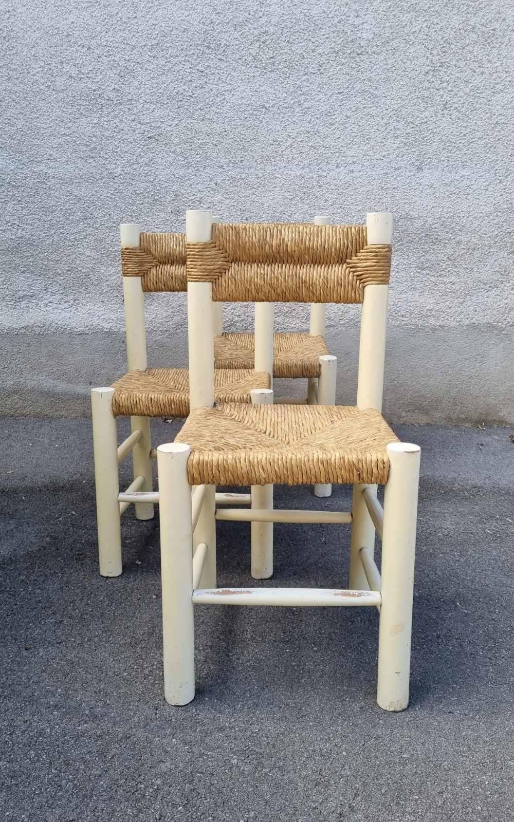 Set of 3 Dordogne Chairs by Charlotte Perriand for Sentou, France 60s Francés en venta
