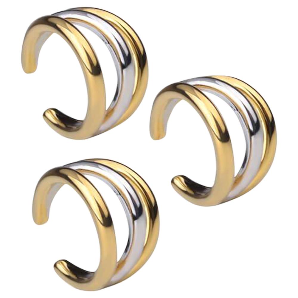 Set of 3 Double color rhodium and gold Orbit ear cuffs by Cristina Ramella  For Sale