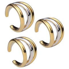 Set of 3 Double color rhodium and gold Orbit ear cuffs by Cristina Ramella 