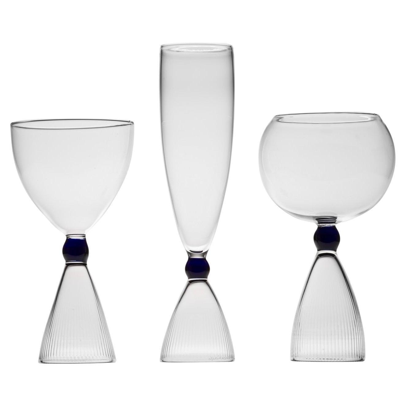 Set of 3 Double Glasses for Six For Sale