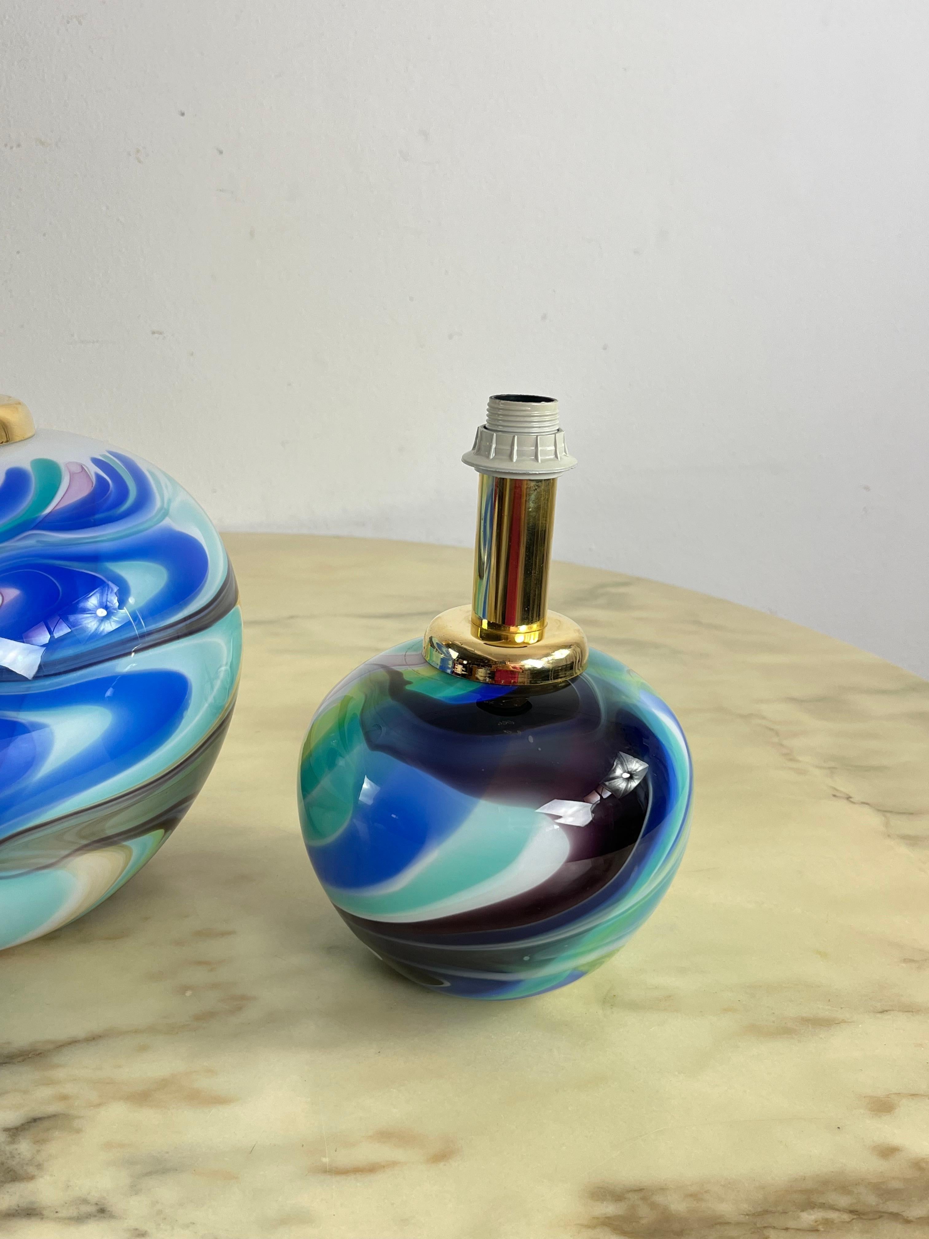 Juego De 3 Lámparas De Mesa De Cristal De Murano De Doble Iluminación Años 80 en venta 4