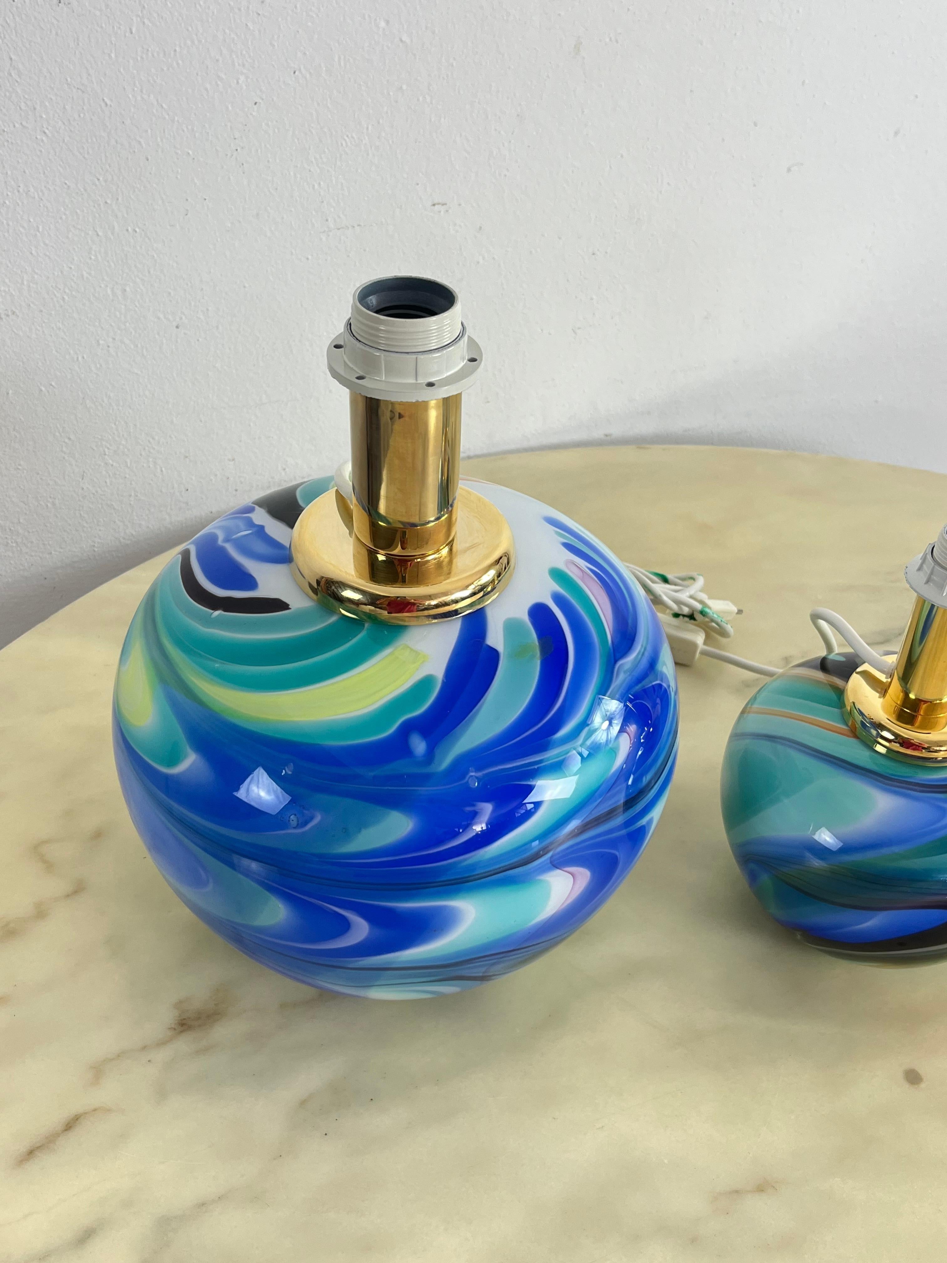 Juego De 3 Lámparas De Mesa De Cristal De Murano De Doble Iluminación Años 80 en venta 9