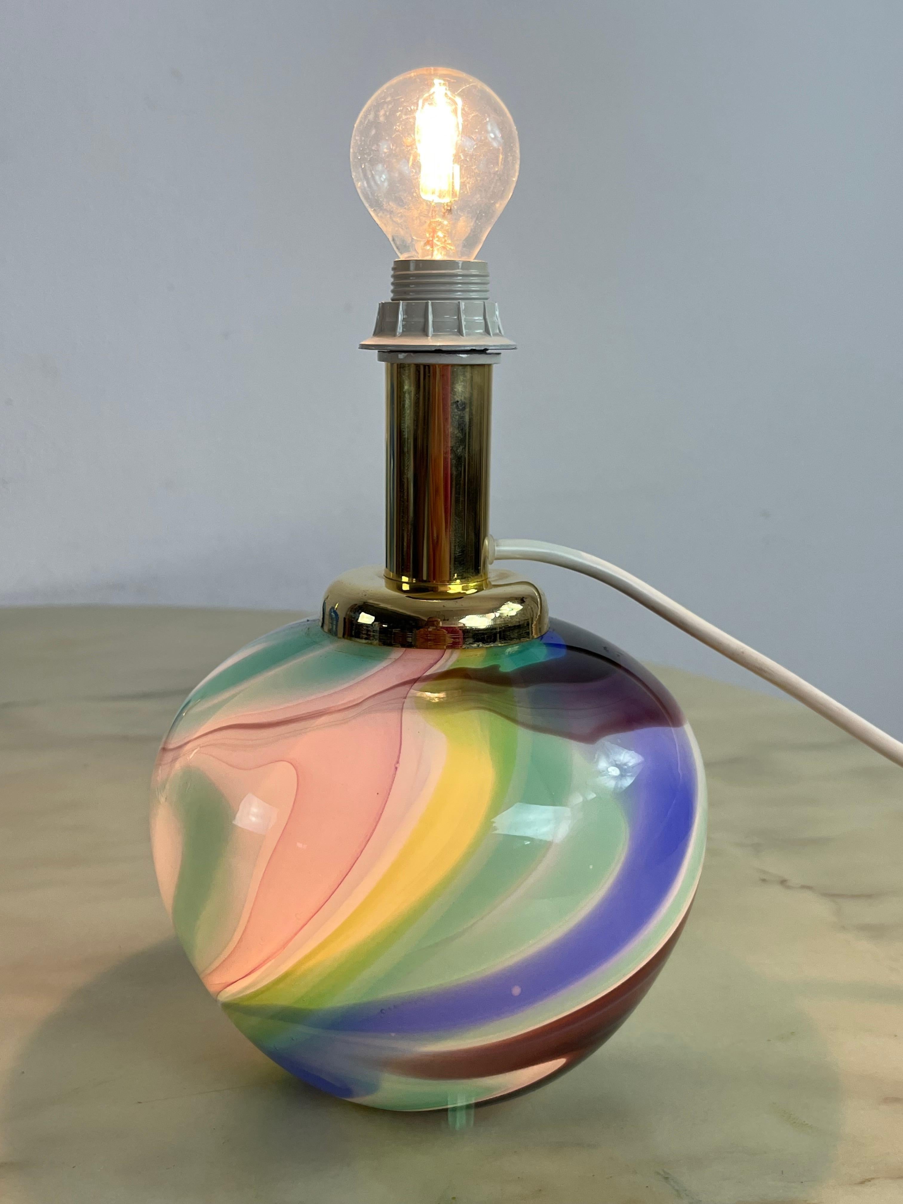 Juego De 3 Lámparas De Mesa De Cristal De Murano De Doble Iluminación Años 80 Italiano en venta