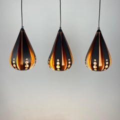 Set of 3 Droplet Pendant Lights by Werner Schou for Coronell Electrical Denmark