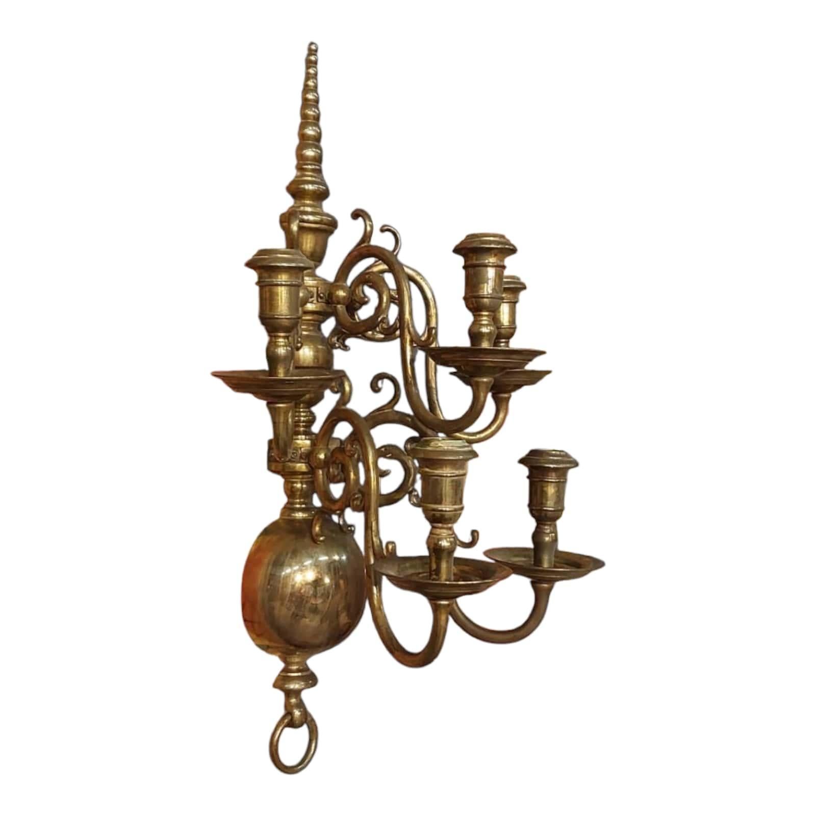 Set di 3 lampade olandesi in bronzo del XIX secolo In condizioni buone in vendita a Madrid, ES