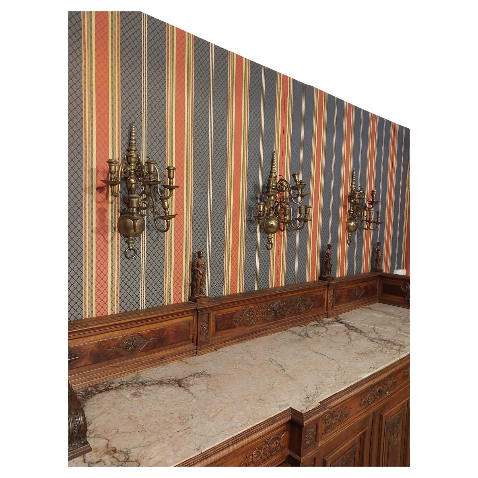 Set di 3 lampade olandesi in bronzo del XIX secolo in vendita