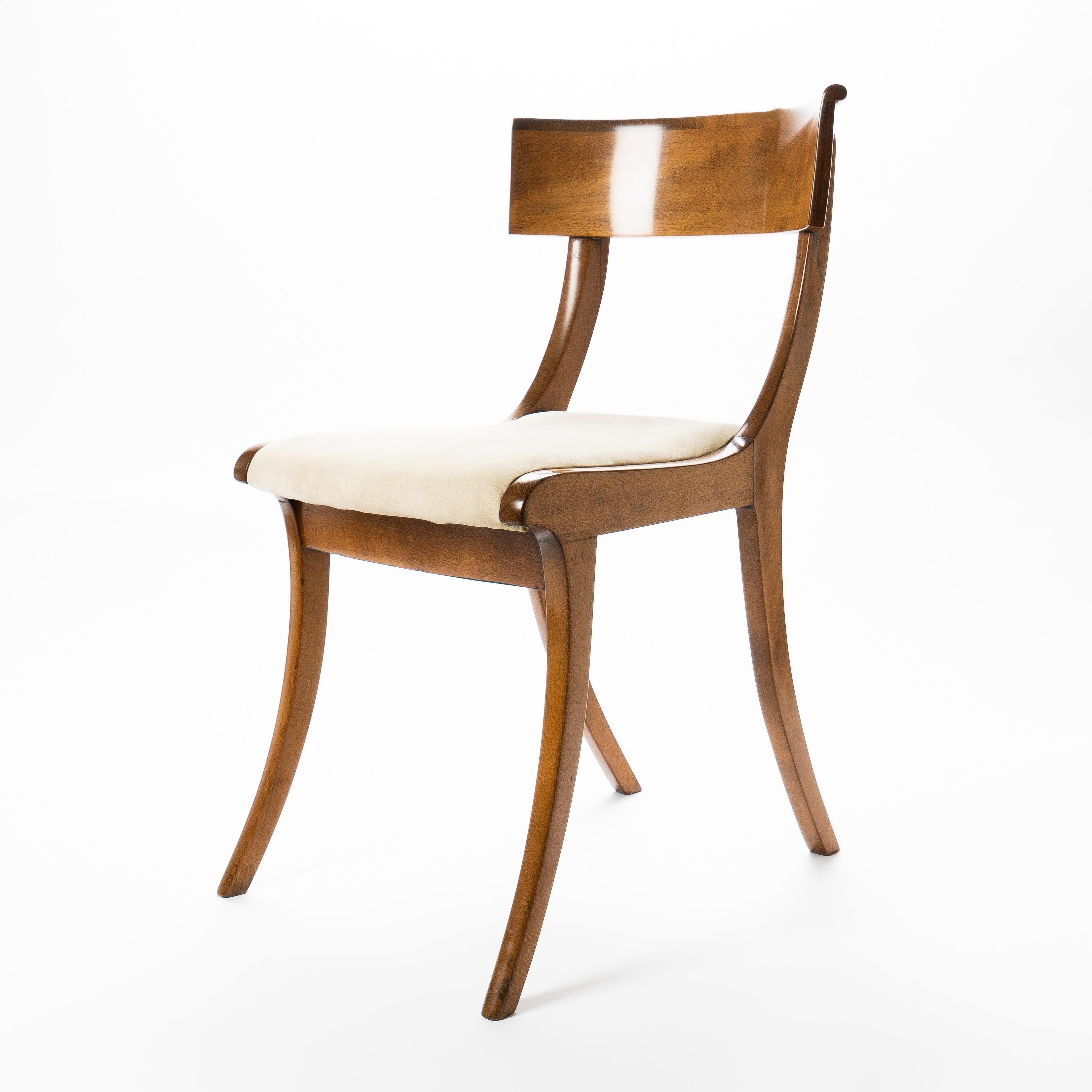 Biedermeier Set of 3 Early 19th Century Sabre Leg Klismos Form Side Chairs For Sale