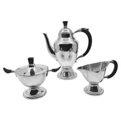 Set of 3 Early Georg Jensen Silver Coffee Service 88, 1915