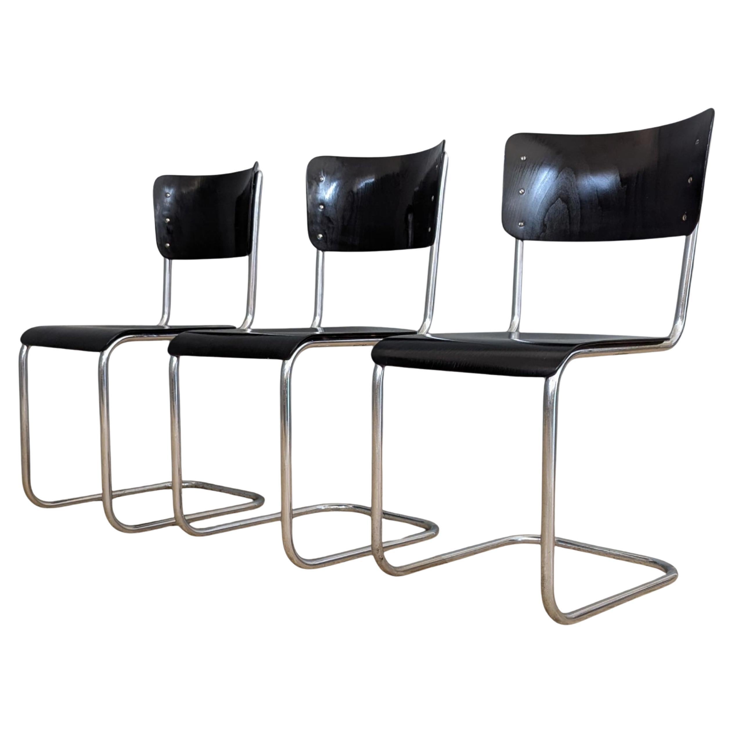 Set of 3 early S 43 cantilever chairs by Mart Stam, 1930s