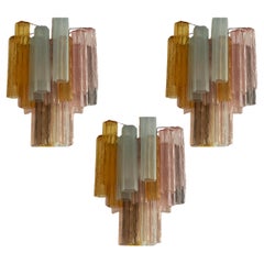 Set of 3 Eclectic Colorful Murano Chandeliers in the of style of Venini