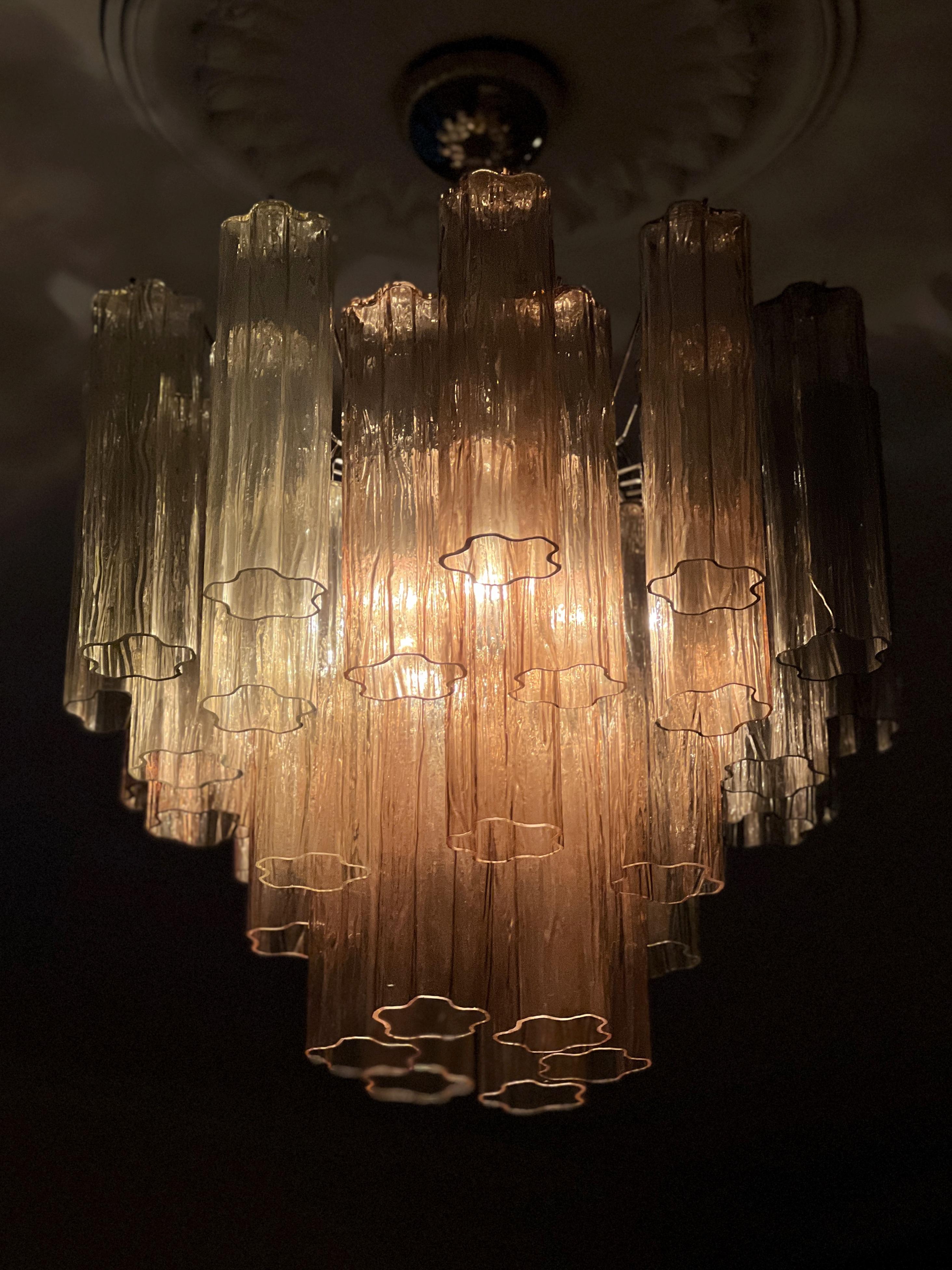 Italian Set of 3 Eclectic Colorful Murano Chandeliers Tronchi in the of style of Venini For Sale