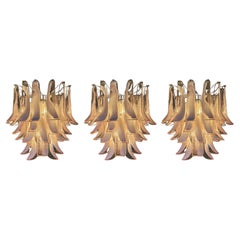 Set of 3 Eclectic Pink Murano Chandeliers