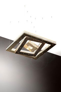 Set of 3 Eclipse Square Single Crystal Layer Pendant Lamp by Aggiolight