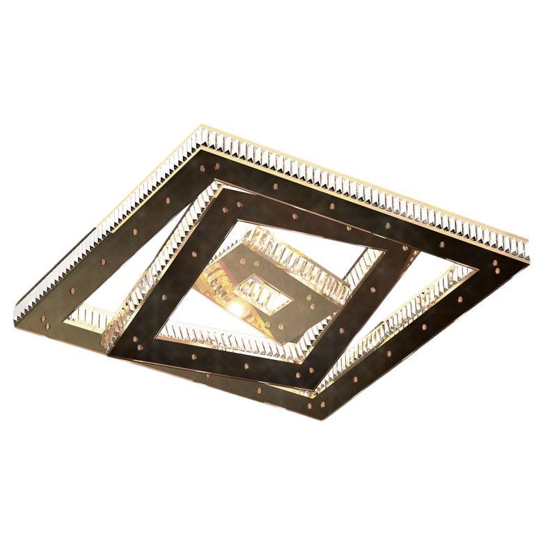 Set of 3 Eclipse Square Single Crystal Layer Pendant Lamp by Aggiolight For Sale