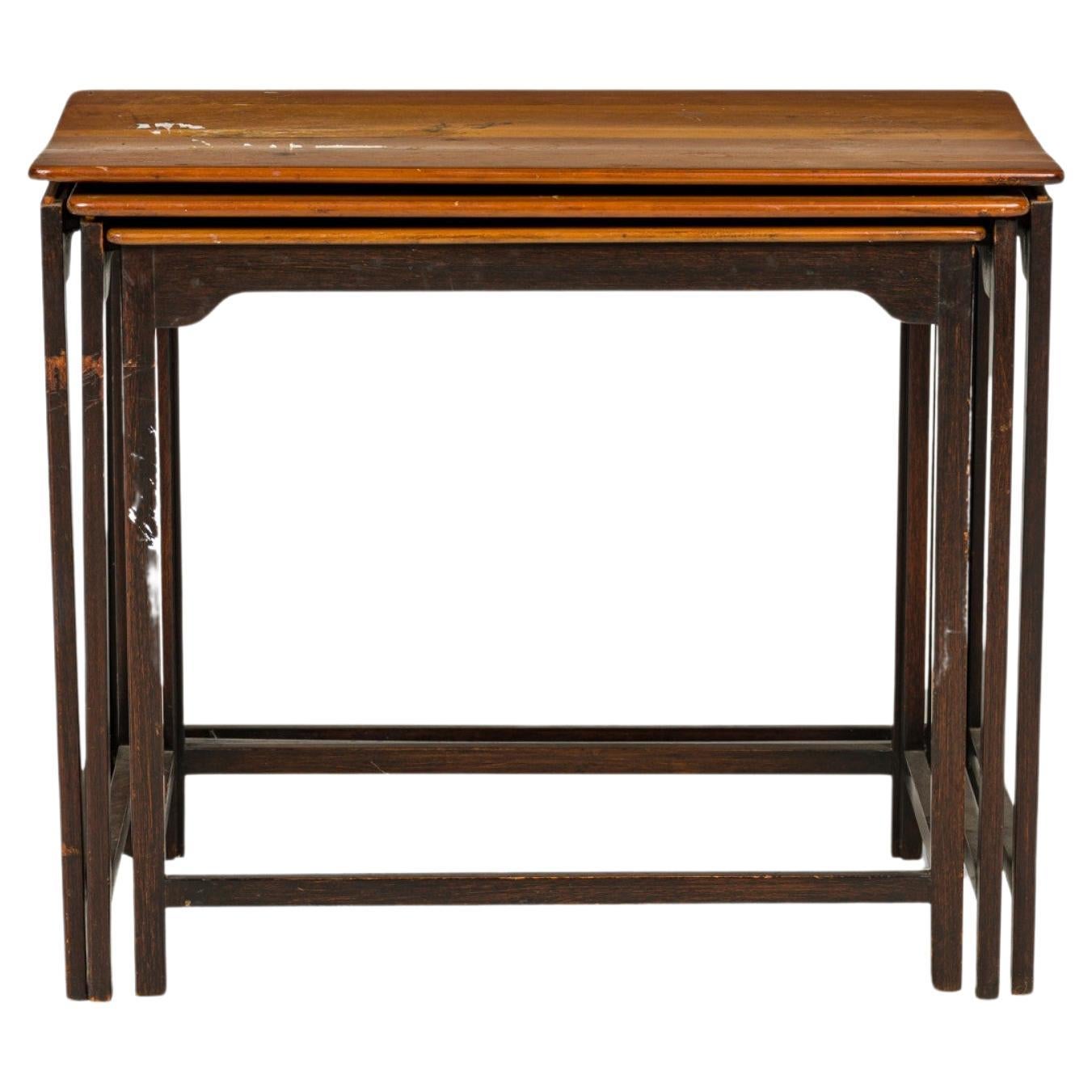 Set of 3 Edward Wormley for Dunbar Iron & Wood Nesting Tables