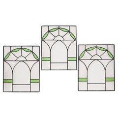 Set of 3 Edwardian Stained Glass Panels