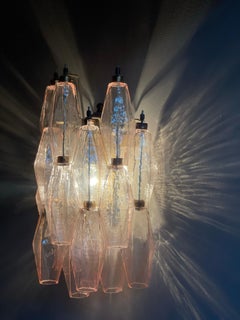 Set of 3 Elegant & Bold Murano Corridor Wall Sconces with pink glass prisms