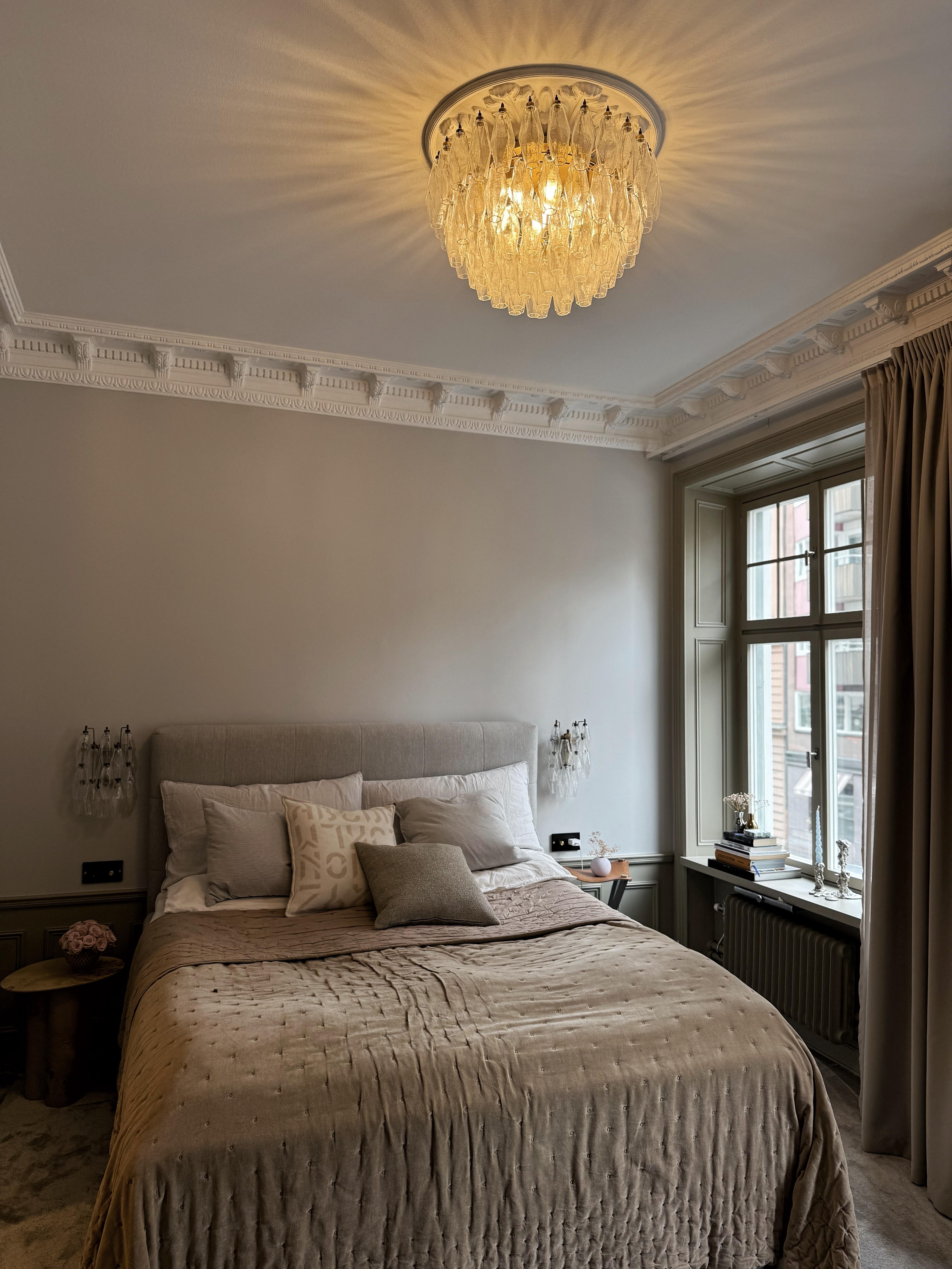 Set of 3 Elegant Murano Chandelier - Murano Flush Mount Plafond In Good Condition For Sale In Bromma, SE