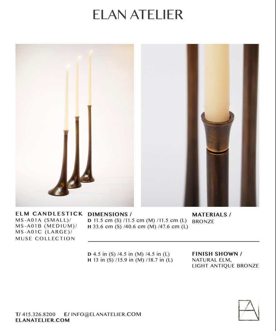Set von 3 Ulmenholz-Kerzenhaltern aus Bronze von Elan Atelier (auf Bestellung) im Angebot 2