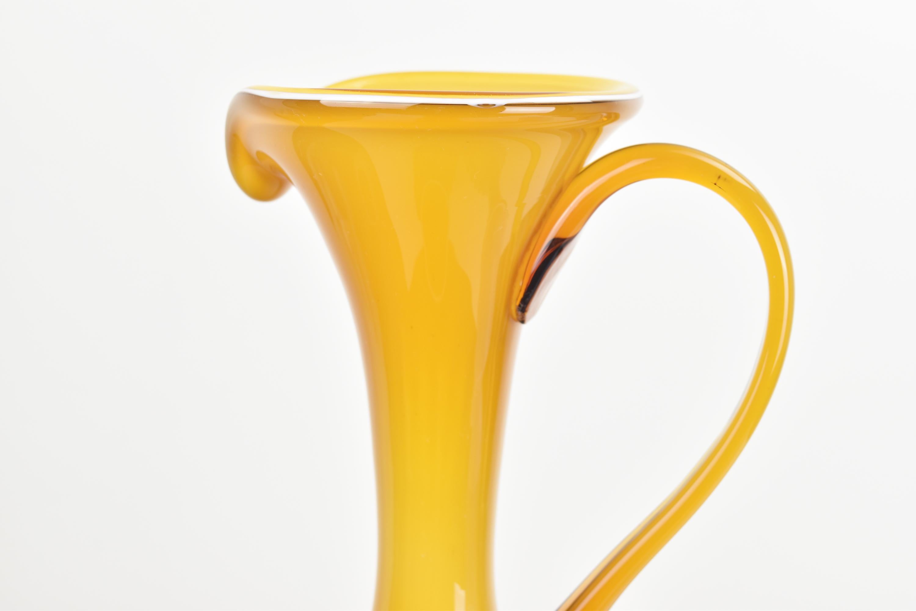 Set of 3 Empoli Vases Hobnail Pattern Cased Glass Mid Century For Sale 2