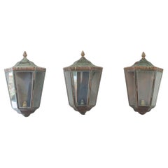 Set of 3 English Copper Wall Lanterns